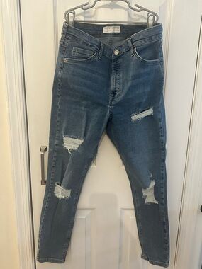 Top Shop Jamie Distressed Skinny Jeans - Medium Blue